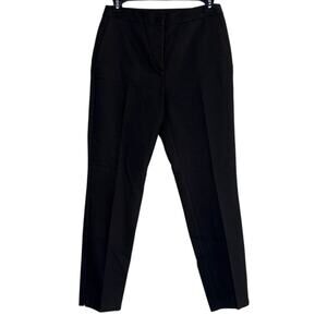 Zara Slim Straight Mid Rise Ankle Cropped Trouser Flat Front Pockets M Black